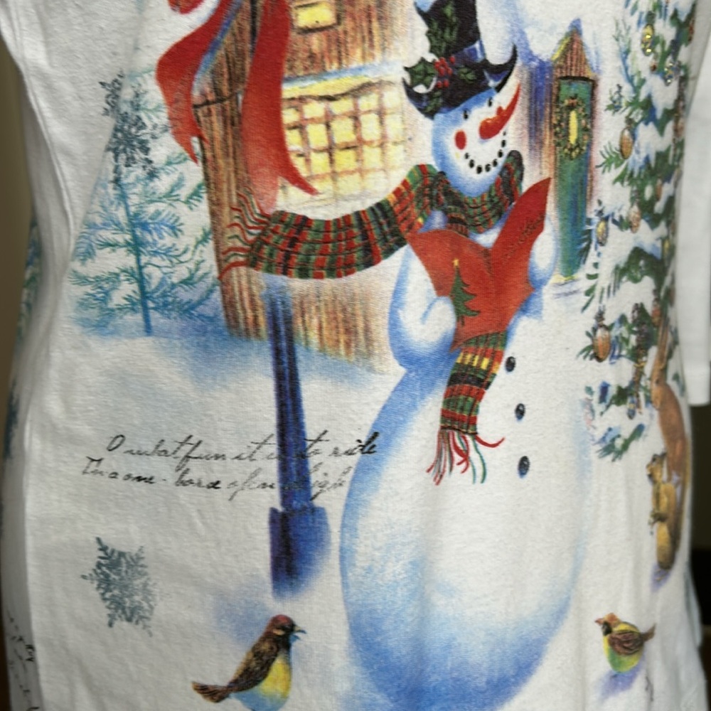 Studio Gem Embellished Christmas Wishes 3/4 Sleeve Top‎ Snowflakes Snowman L/XL - Picture 12 of 16
